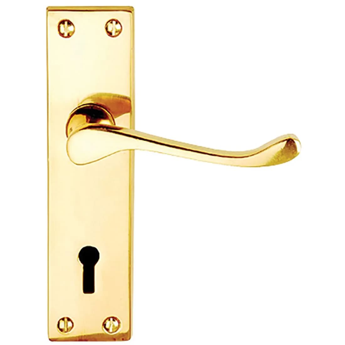 Vic Scroll Lock Door Handles Polished Brass Contract
