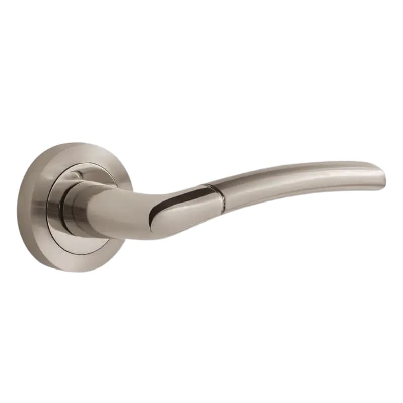 Augusta Lever On Rose Door Handle - Dual Tone Nickel (Pair)