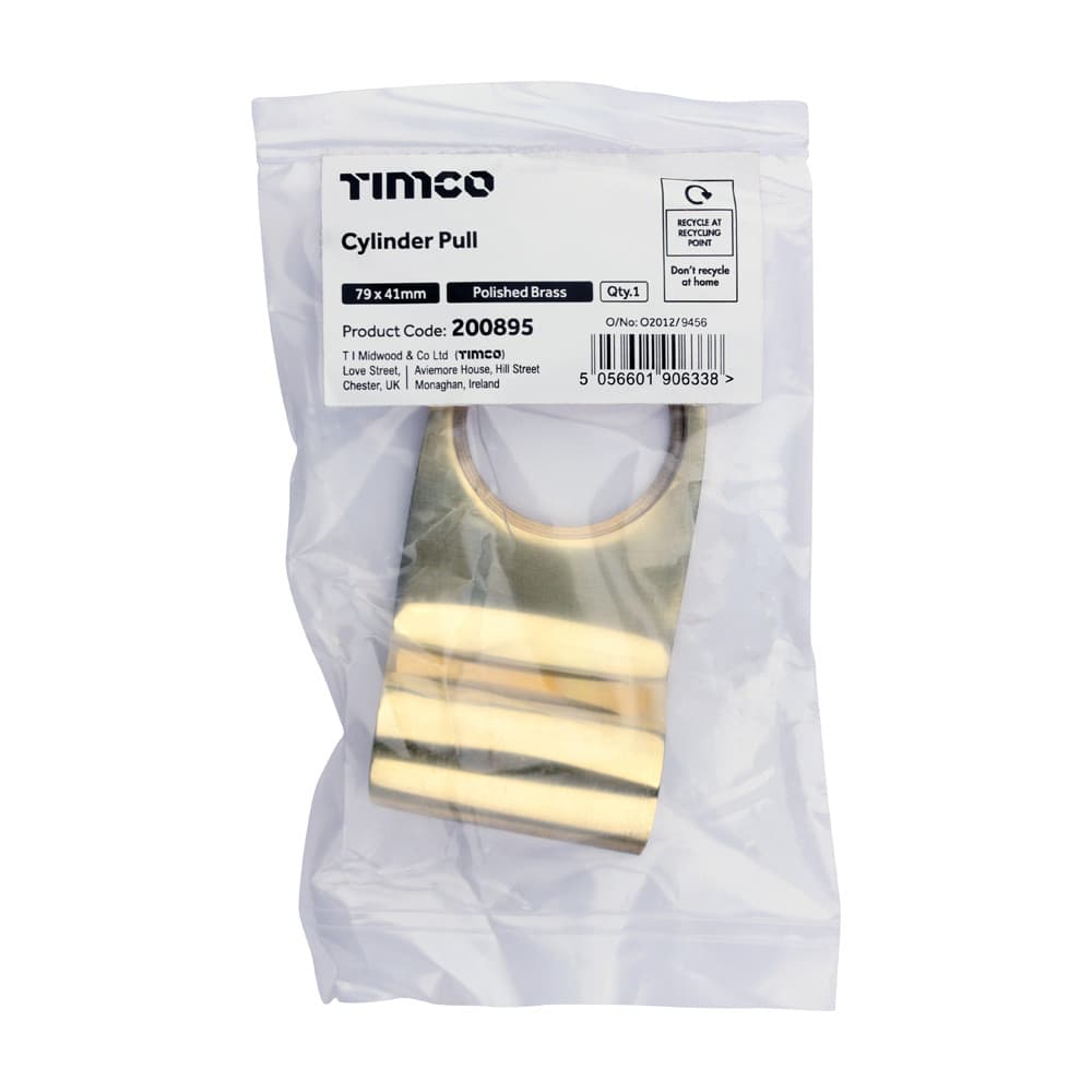 Timco Cylinder Pull - Polished Brass Bag 1 200895