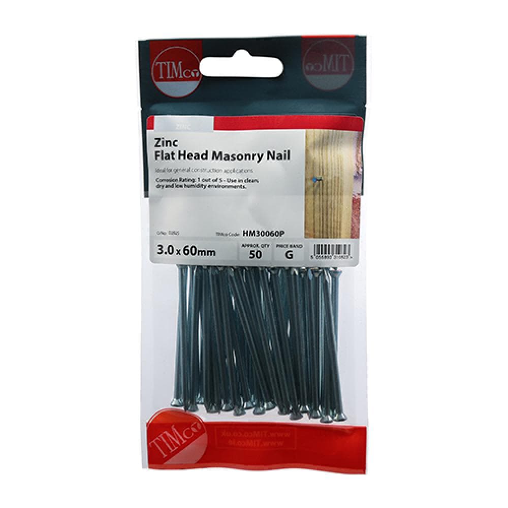 Timco HM30060P Masonry Nails - Zinc 3.0 X 60 TIMpac 50