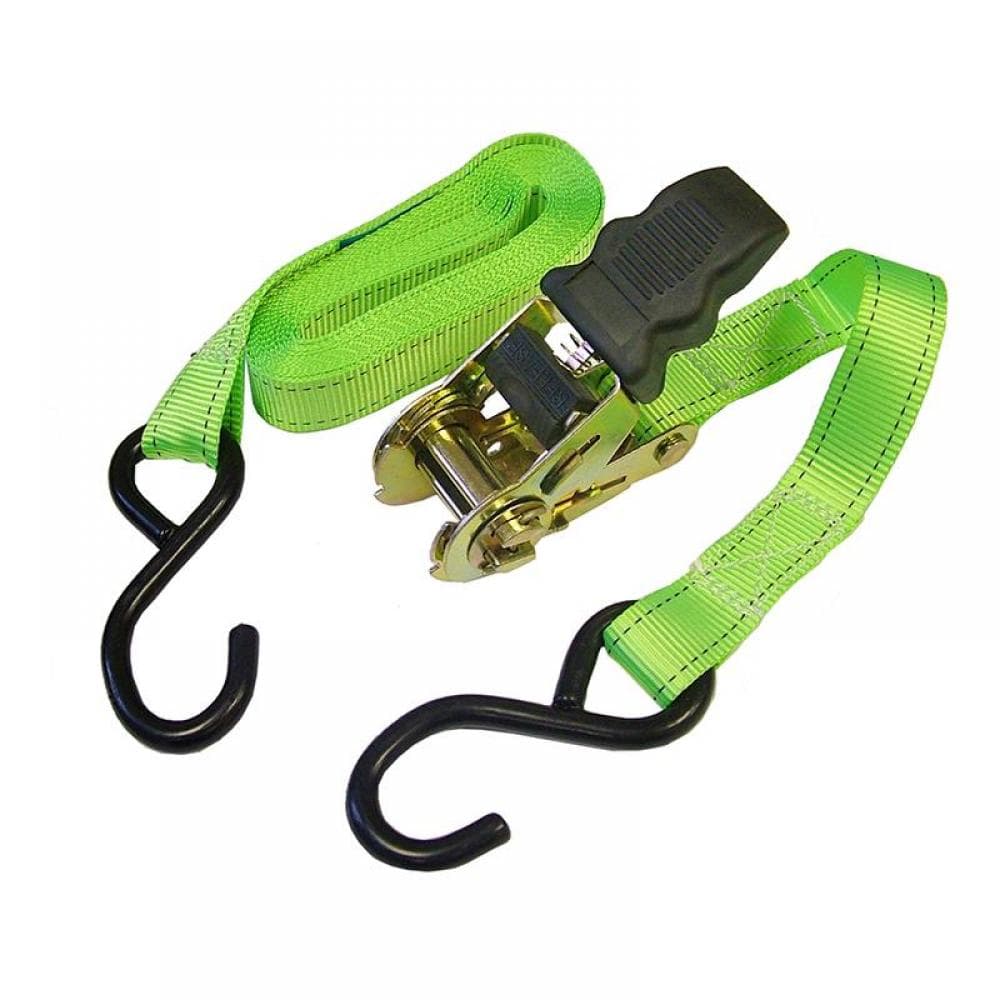 Faithfull Ratchet Tie-Downs S-Hook 5M X 25Mm Breaking Strain 600Kg/Dan 2 Piece