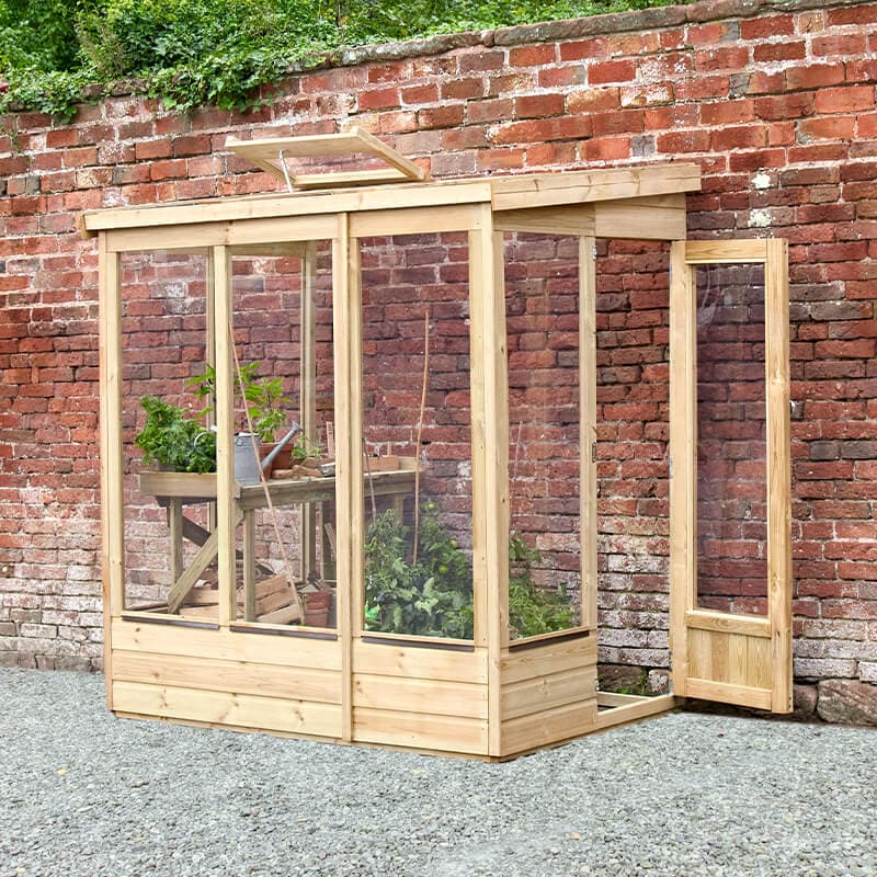 Forest Wallscape 4x6 Lean To Greenhouse with Open Back (1.28m x 1.93m)