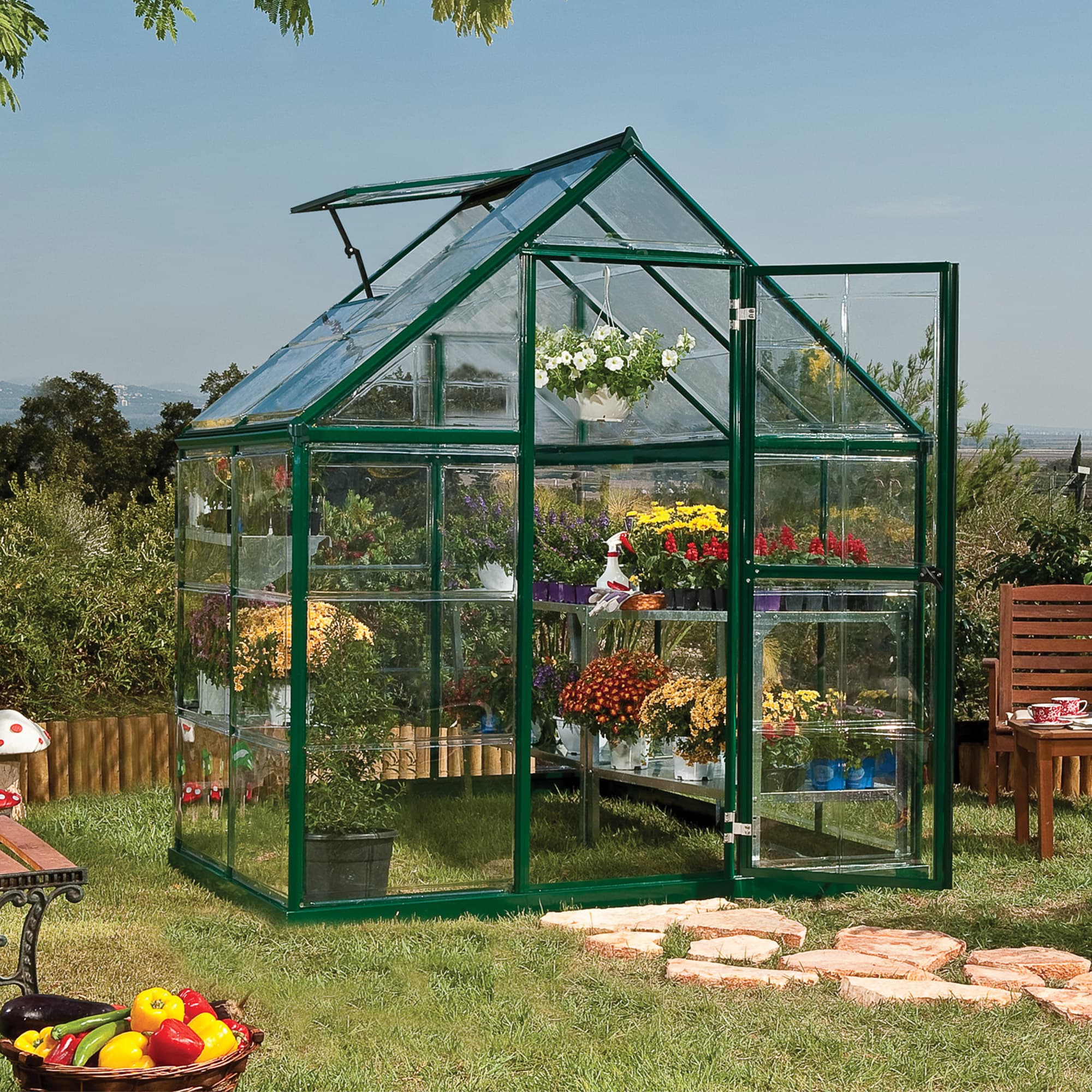 6â x 4â Palram Canopia Harmony Green Polycarbonate Greenhouse (1.85m x 1.26m)