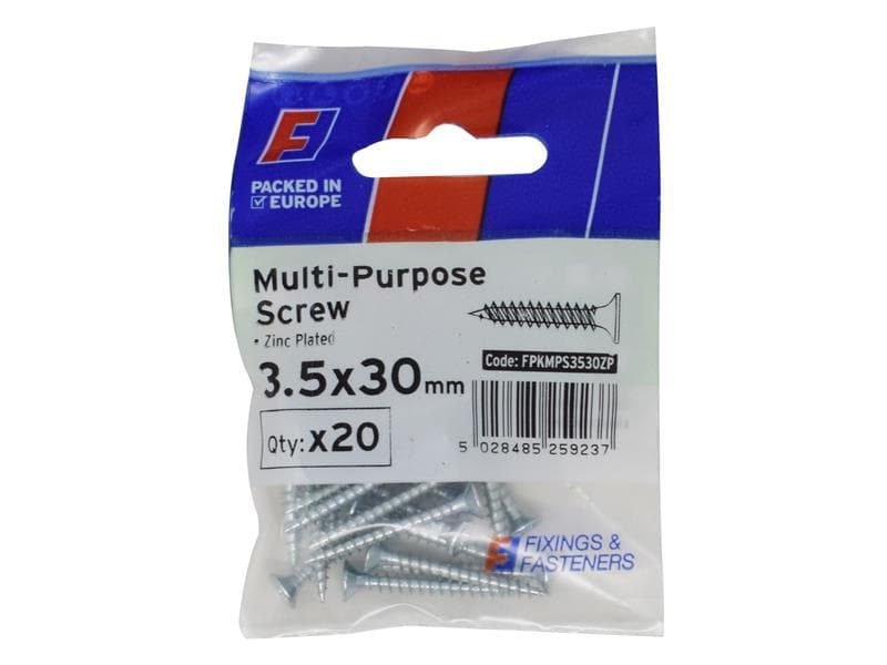 Forgefix FPKMPS3530ZP Multi-Purpose Pozi Screw Csk St Zp 3.5 X 30Mm Forgepack 20