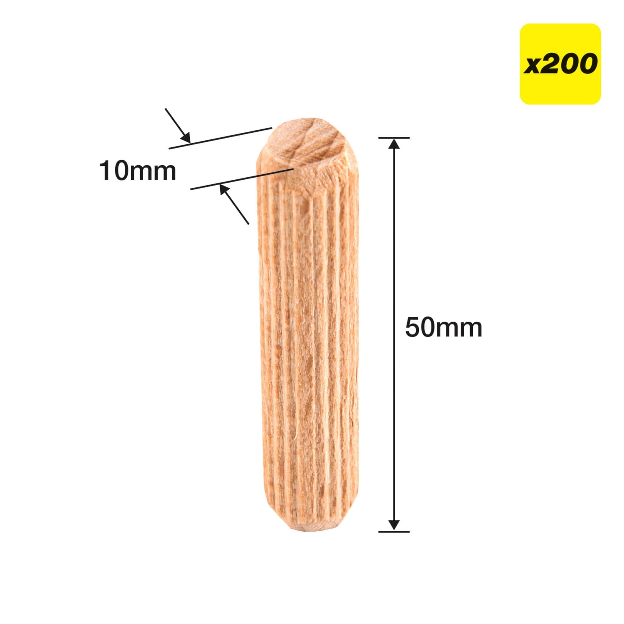 Trend 10 X 50Mm Wooden Dowels 200 Pack DWL/10X50/200