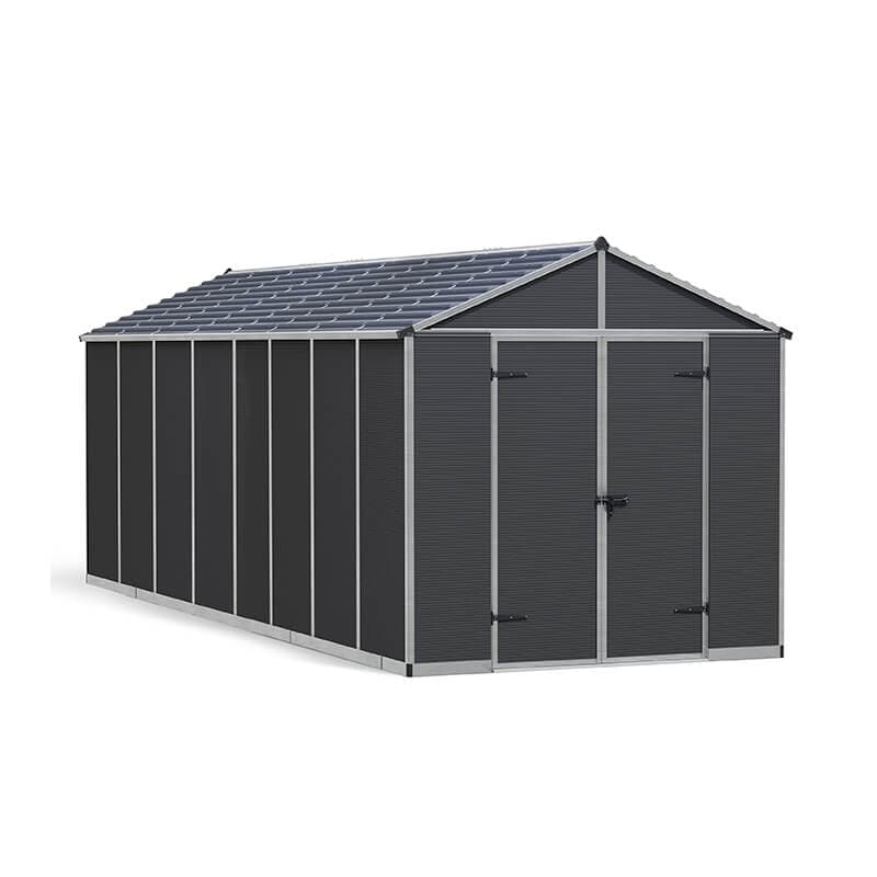 8' x 20' Palram Canopia Rubicon Multi-Wall Premium Dark Grey Plastic Shed (2.37m x 6.03m)