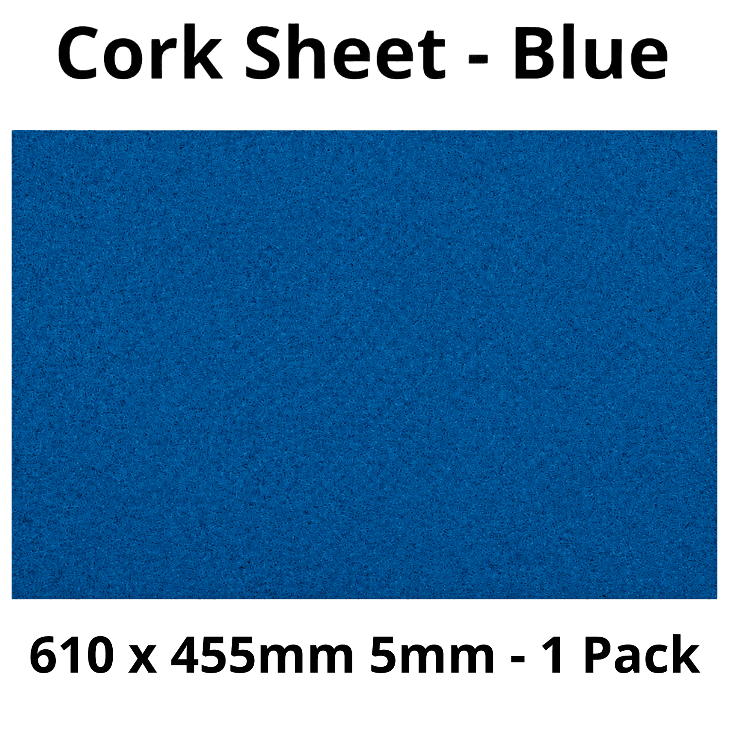 Cork Sheet - 610x 455mm - 5mm - Decor and DIY - Pack of 1 - Self-adhesive, peel and stick - Blue