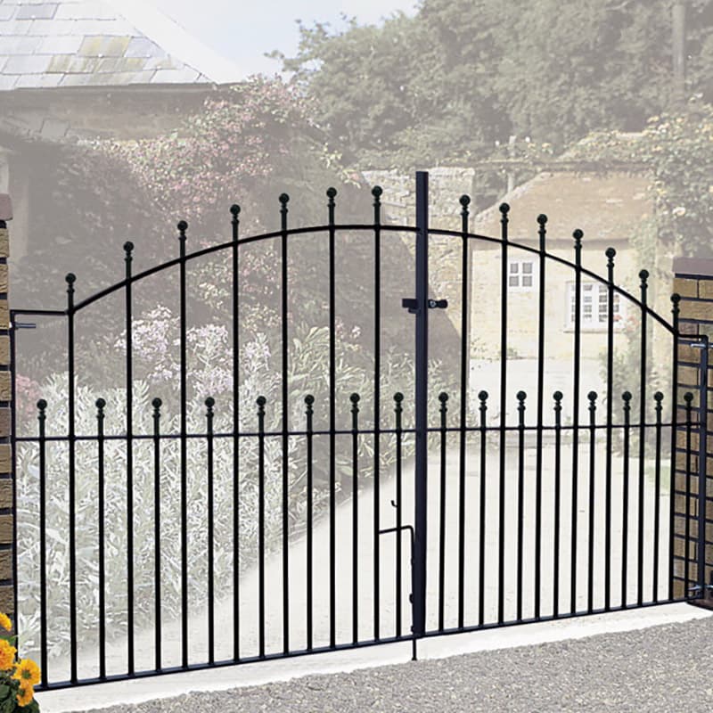 Manor Ball Top Metal Driveway Gates 3048mm GAP x 1220mm High Zinc & Powder MAZP19