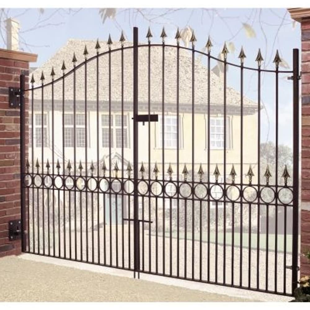 Burbage Iron Craft Balmoral Tall Bow Top Double Metal Driveway Gates 3353mm GAP x 2082mm High Zinc & Powder BAZP94
