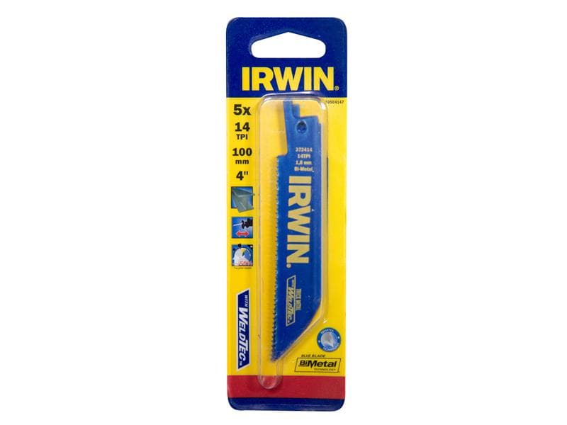Irwin® 10504147 414R Sabre Saw Blade Metal Cutting 100Mm 14 Tpi Pack Of 5