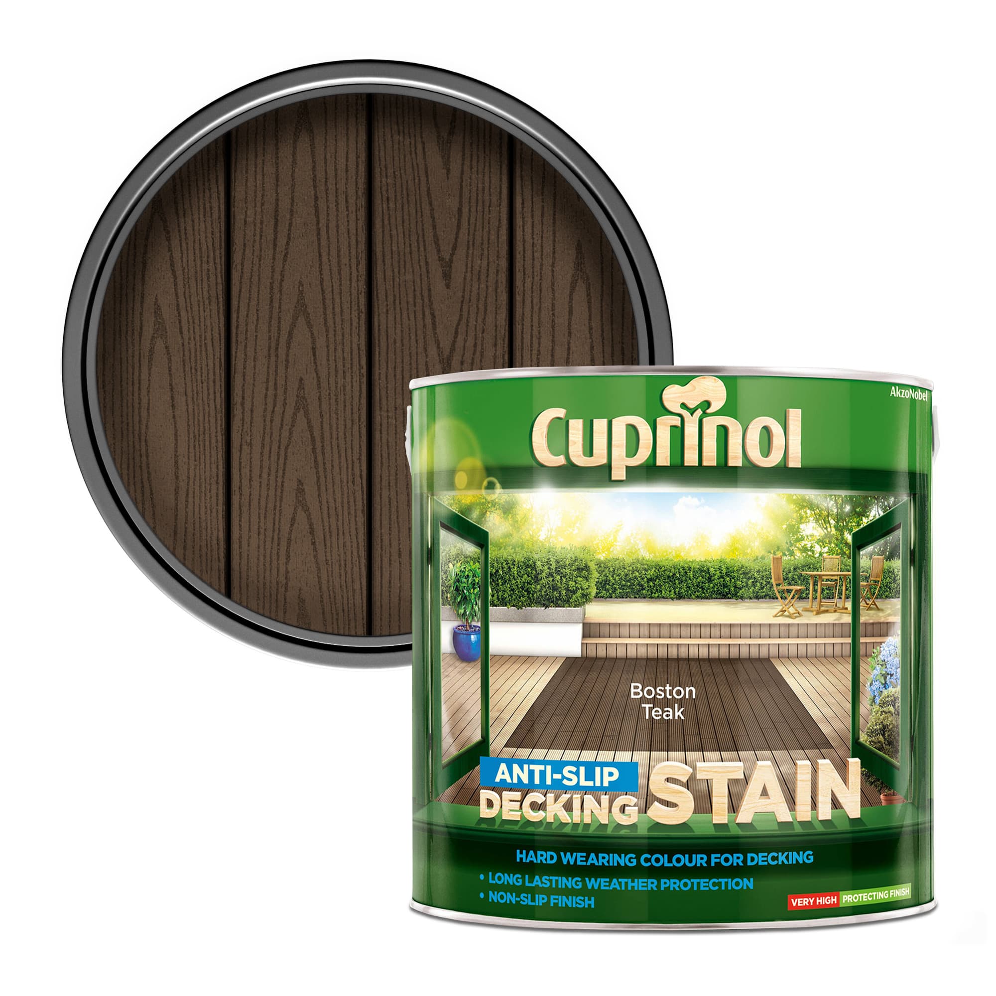 Cuprinol Boston Teak Quick Drying Anti Slip Decking Stain, 2.5L