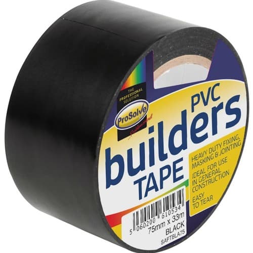 ProSolve PVC Builders Tape - 75mm x 33mtr Black