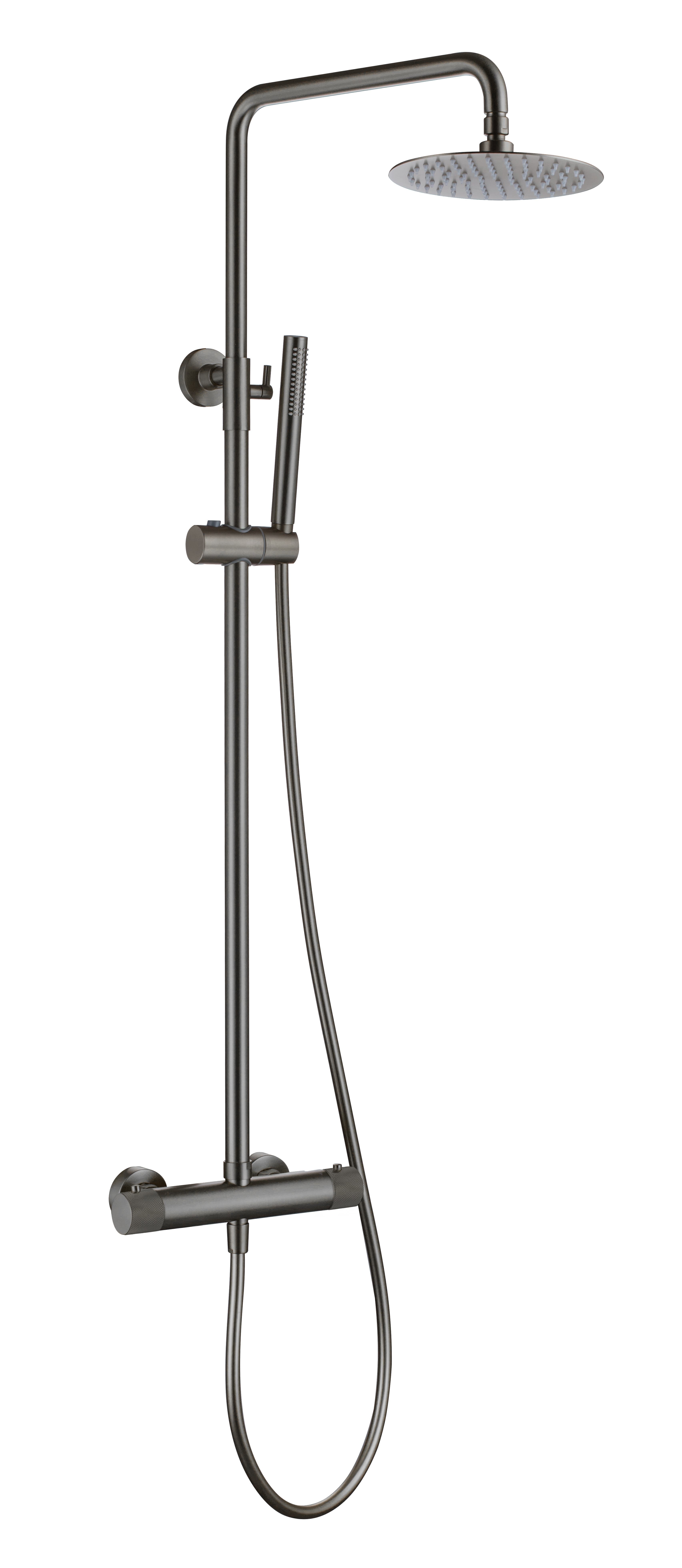 Kensington Knurled Thermostatic Shower Mixer - incl. Riser Rail Kit - Gunmetal Grey
