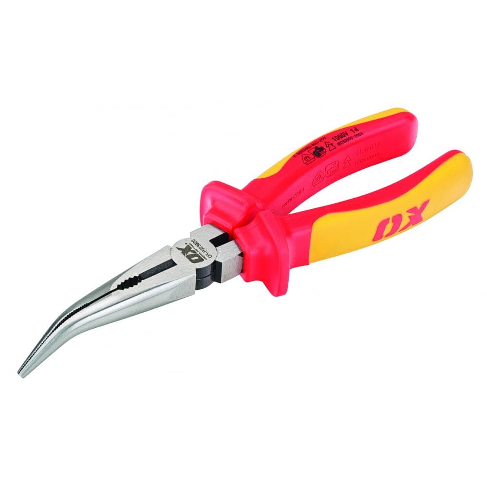 Ox Tools OX-P323920 Ox Pro Vde Bent Long Nose Pliers - 200Mm (8in) EA