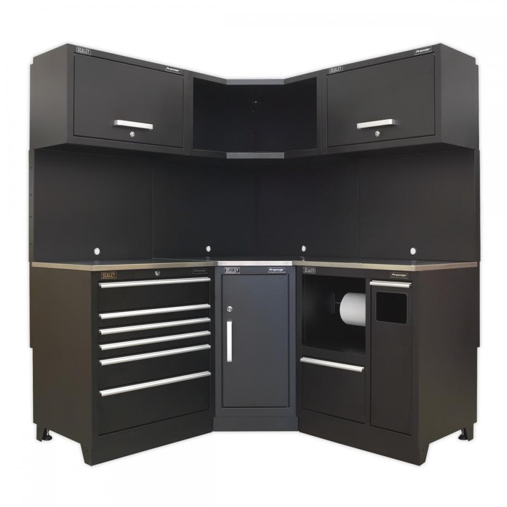 Sealey APMSCOMBO6SS Premier 1.7M Corner Storage System - Stainless Worktop