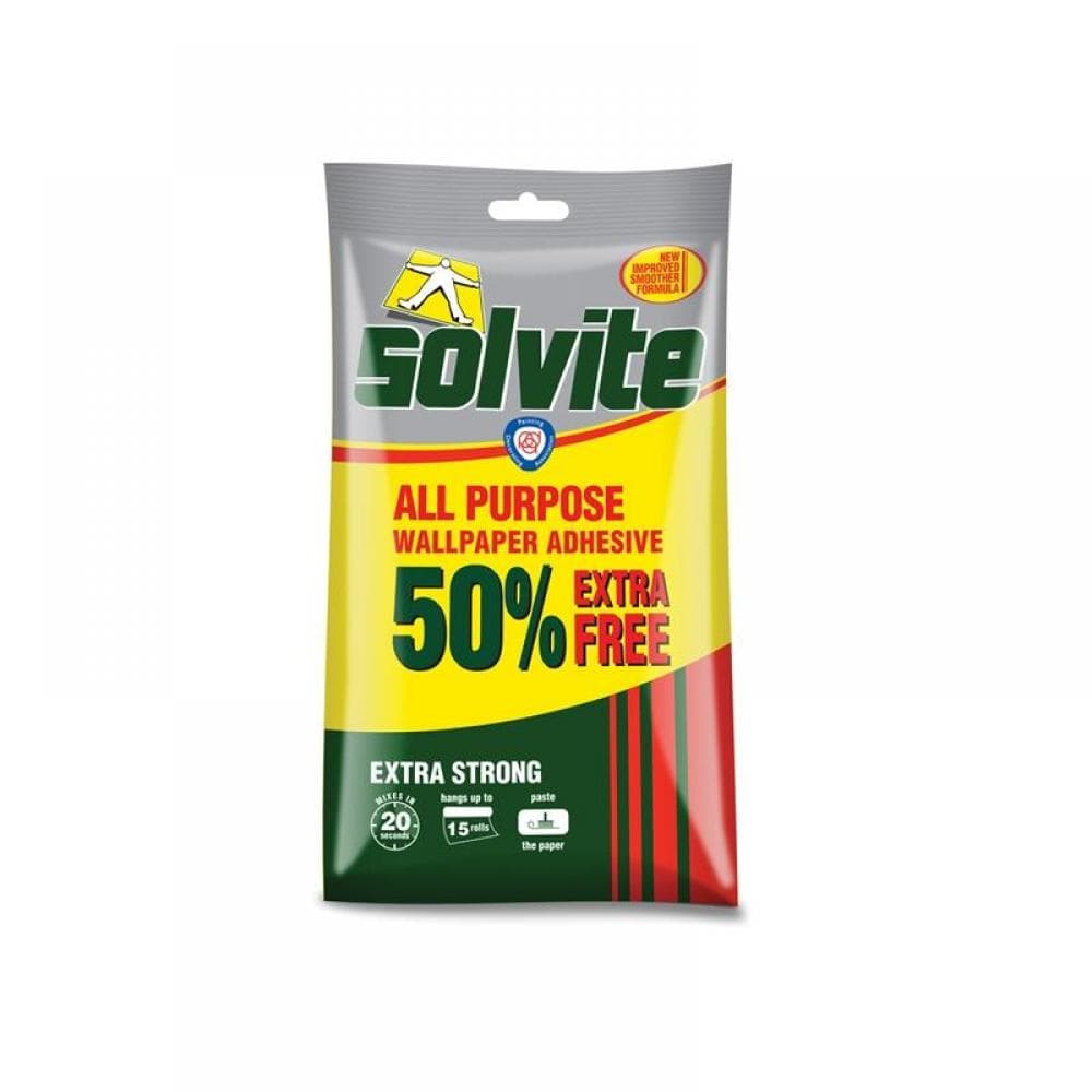 Solvite 1082225 All Purpose Extra Strong Wallpaper Paste - 10 Roll Sachet With 50% Free