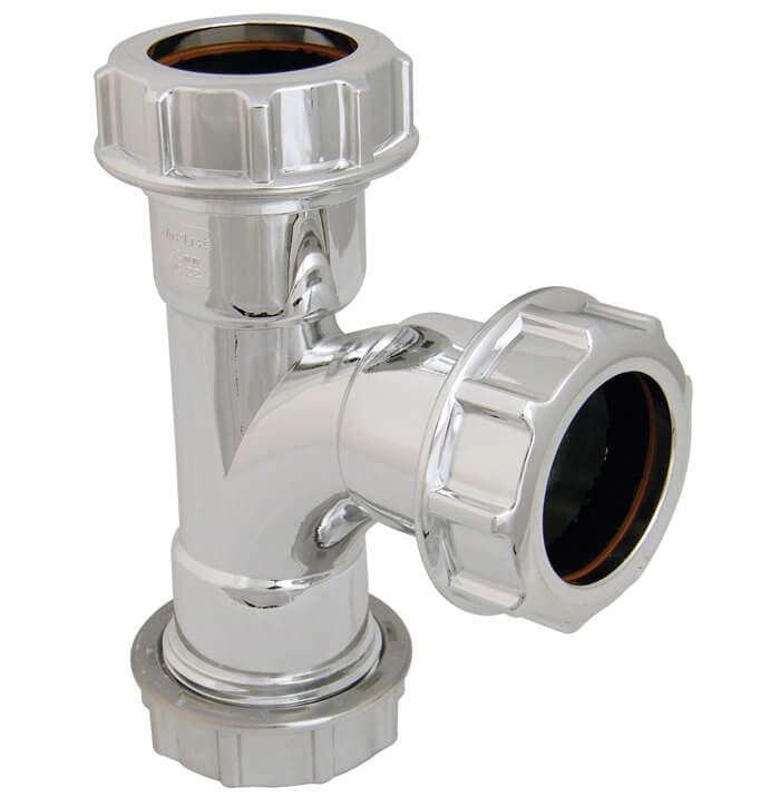 FloPlast Chrome Style Waste Tee - 32mm