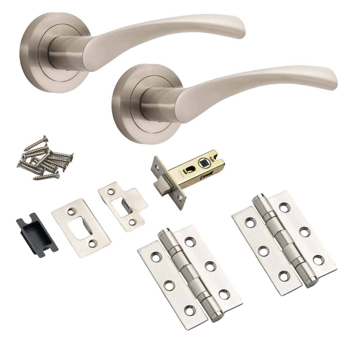 Marvel Lever on Rose Door Handle - Brushed Nickel - Latch & Hinges - Designer Levers