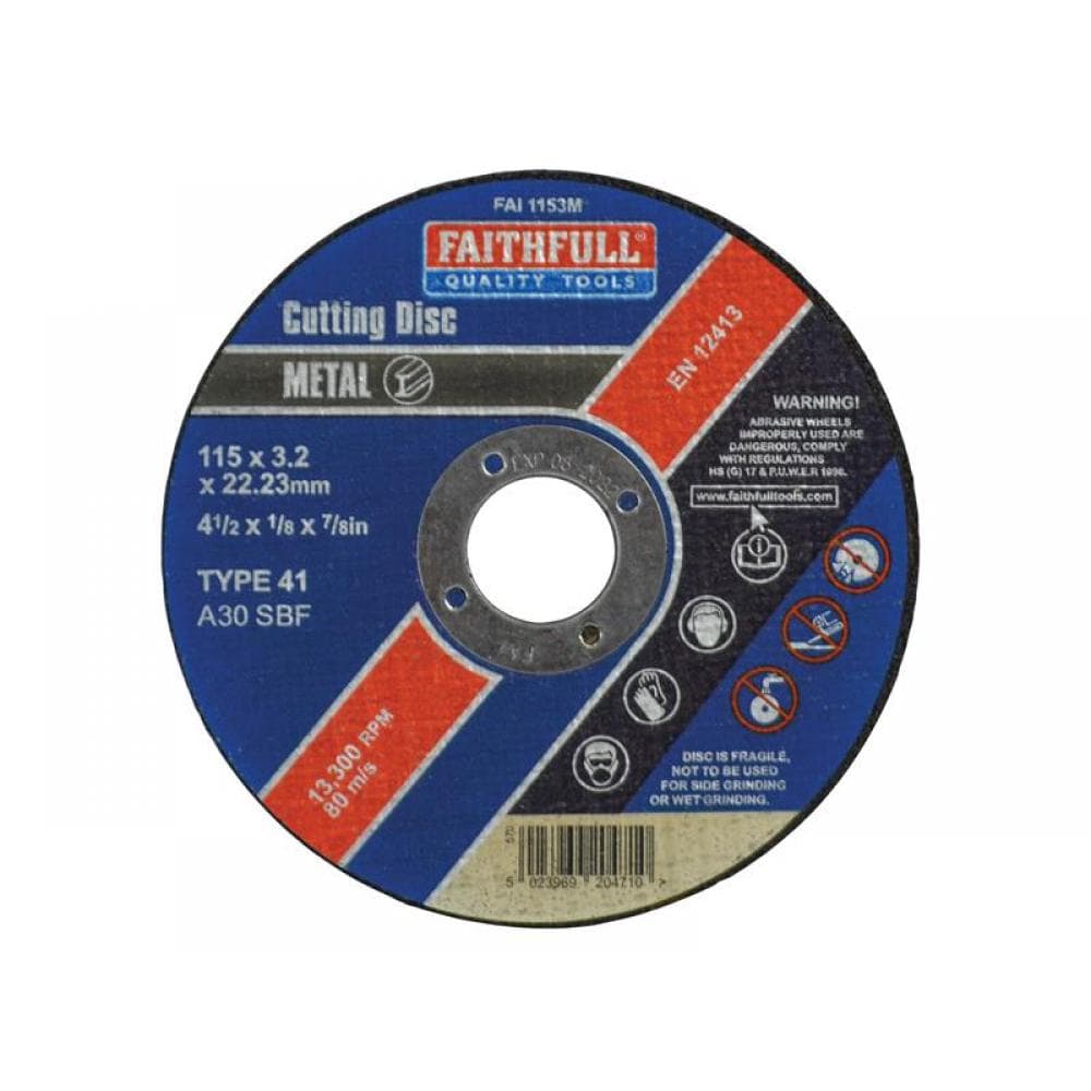 Faithfull Metal Cut Off Disc 115 X 3.2 X 22.23Mm