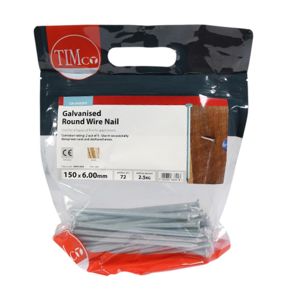 Timco GRW150LB Round Wire Nails - Galvanised 150 X 6.00