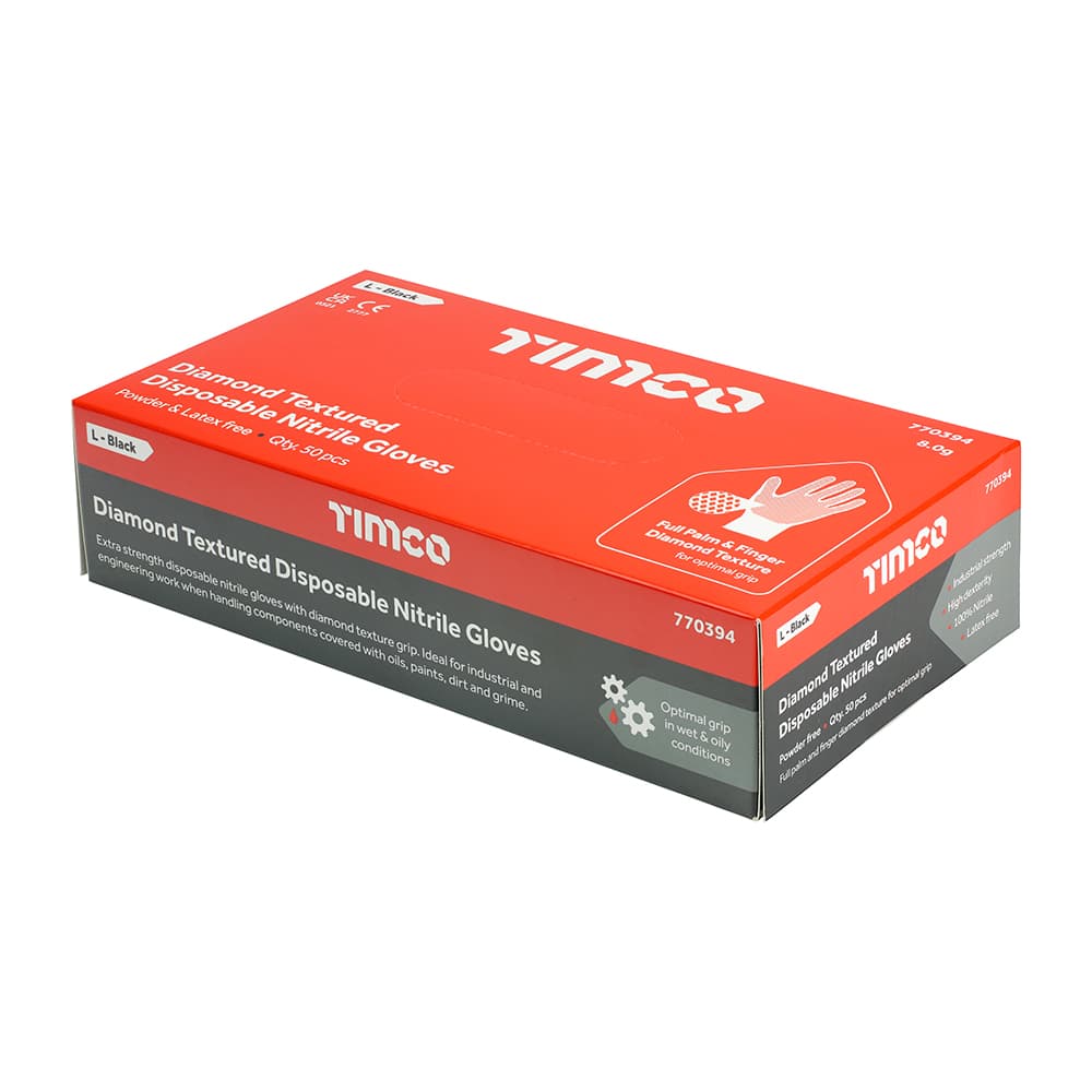Timco Diamond Textured Disposable Nitrile Gloves Box 50 770394