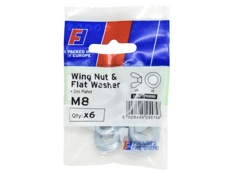 Forgefix Wing Nut & Washer M8 Forgepack 6 FPKWNW8