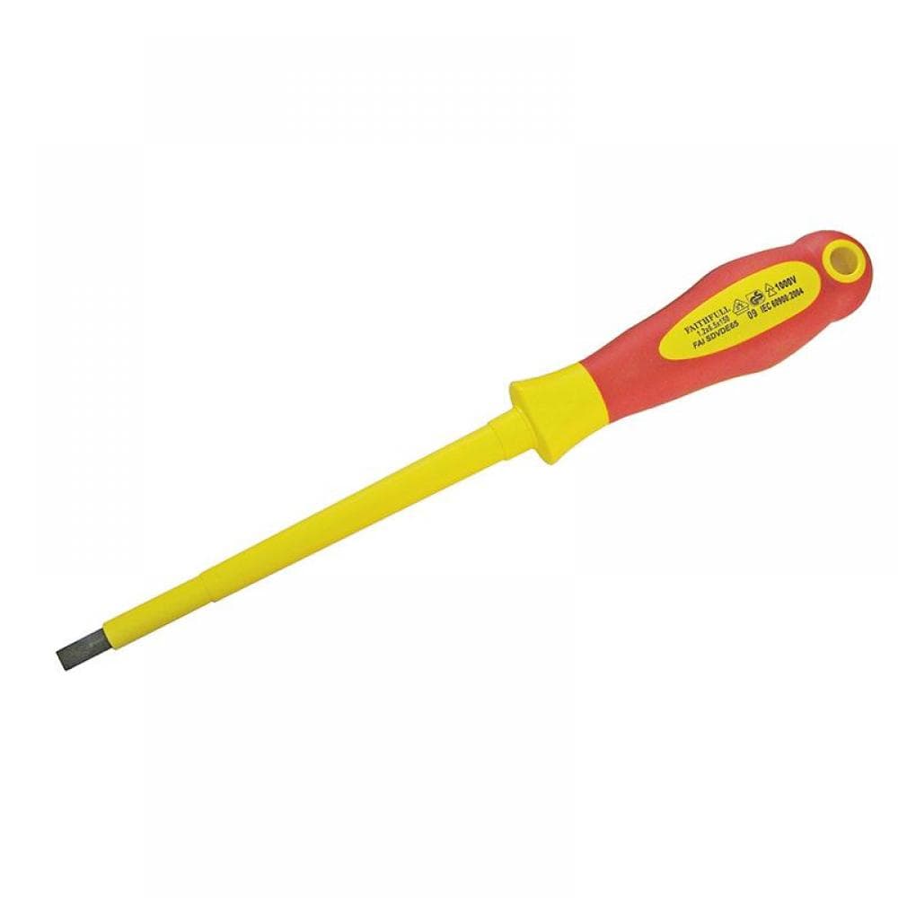 Faithfull Vde Soft Grip Screwdriver Parallel Slotted Tip 6.5 X 150Mm