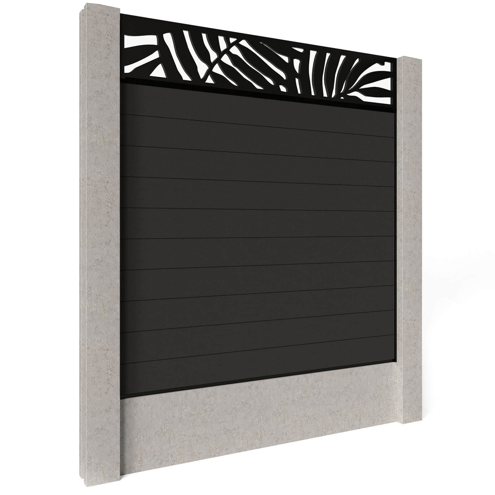Composite Fence Panels - Graphite with Aluminium Railings (for concrete posts) 0.9m