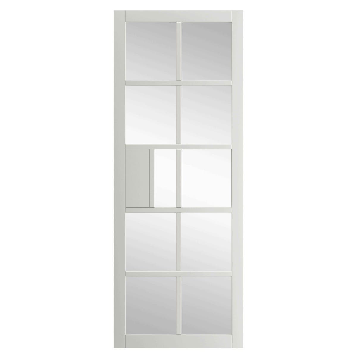 Plaza 10 Panel Glazed Internal Door - White / Clear Glass - Prefinished - 35 x 1981 x 686mm