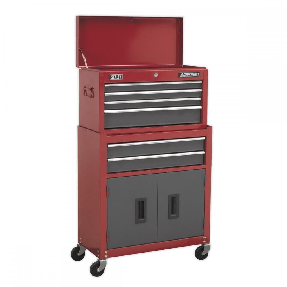 Sealey AP2200BB Topchest & Rollcab Combination 6 Drawer With Ball-Bearing Slides- Red