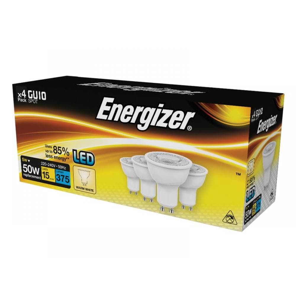 Energizer® S14425 Led Gu10 50° Non-Dimmable Bulb Warm White 345 Lm 4.2W (Pack 4)