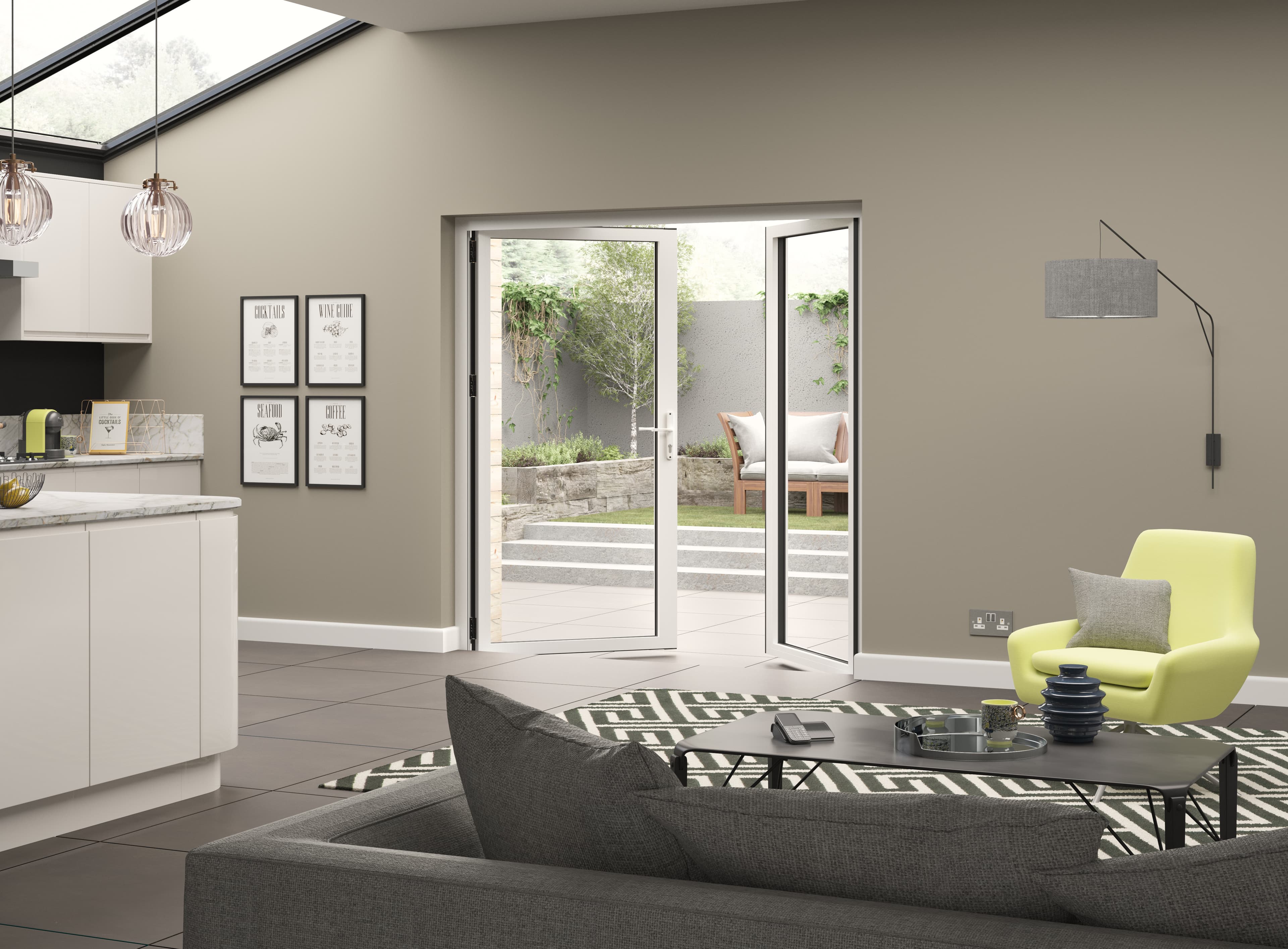 Extenal White Aluminium French Door 1790 x 2090mm High Open Out