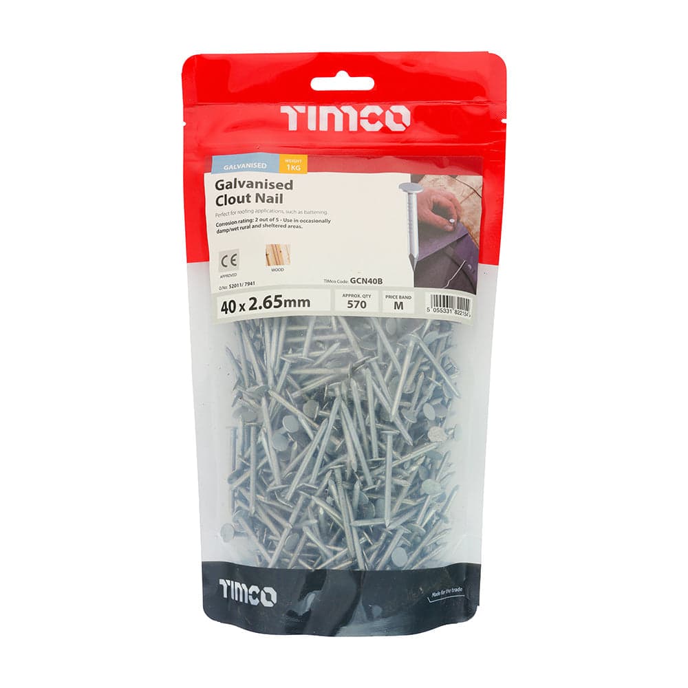 Galvanised Clout Nails – Roofing Nails – 1kg Bags