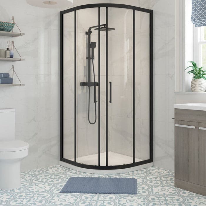 Quadrant Shower Enclosure Matt Black 900mm