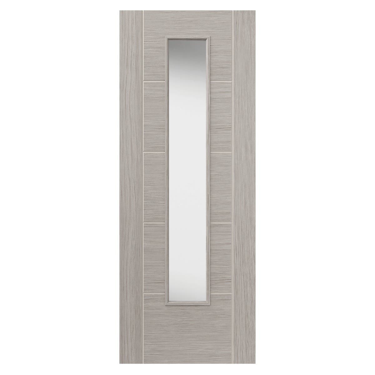 Tigris Glazed Internal Door - Glass Glazing / Light Grey Laminate - Prefinished - 35 x 1981 x 838mm