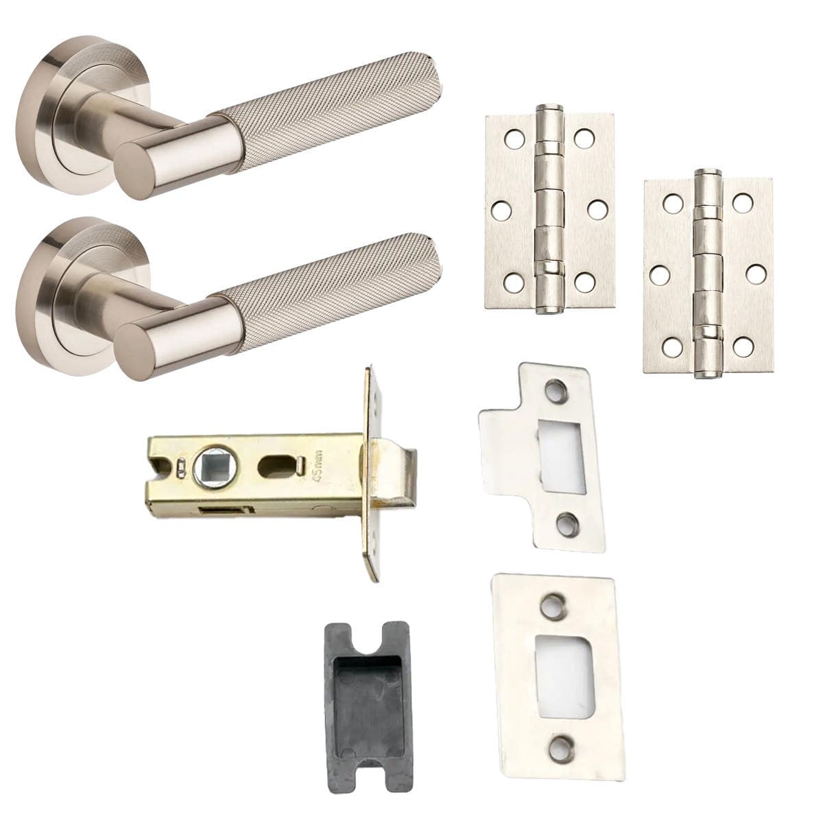 Marylebone Knurled Lever On Rose Door Pack - Brushed Nickel - Handle/Hinges/Door Latch - Designer Levers