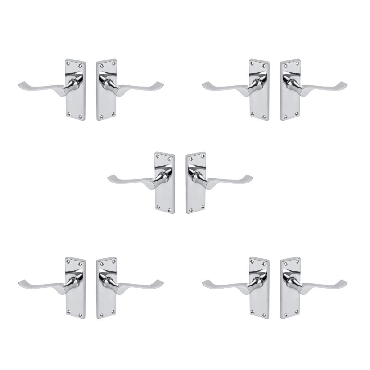 Victorian Scroll Lever Short Door Handle - Chrome - Pack of 5 - Internal - Designer Levers