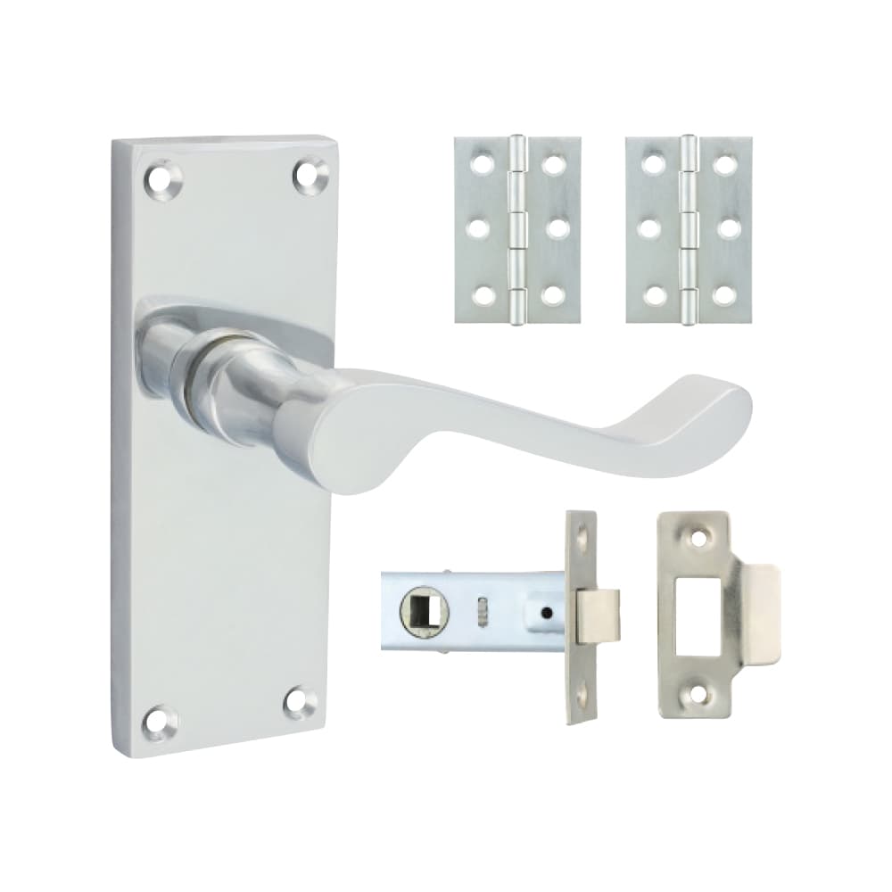 Timco Victorian Scroll Latch Door Pack - Polished Chrome Box 1 200003