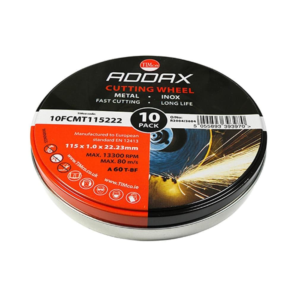 Timco 10FCMT115222 Bonded Abrasive Disc - For Cutting 115 X 22.2 X 1.0 Tin 10