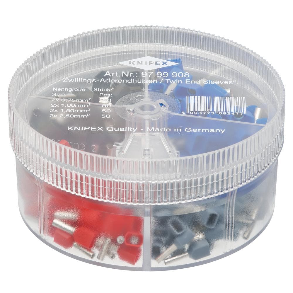 Knipex 97 99 908 Assortment Boxes With 200 Twin Wire Ferrules 4 Parts Pk 1 26154