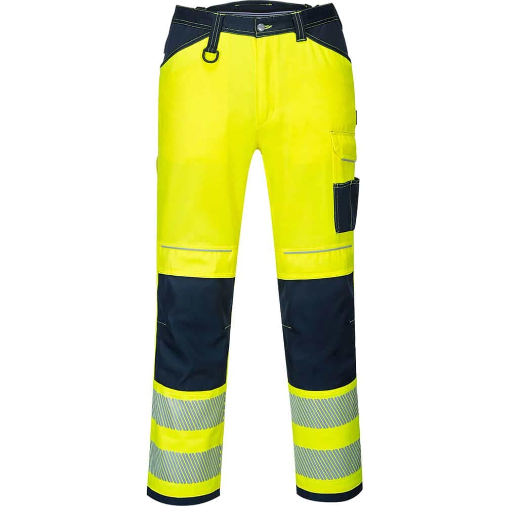 Portwest PW34 Hi Vis Work Trousers Yellow / Navy 28" 29"