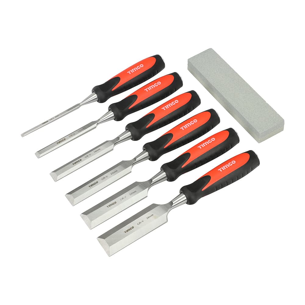 Bevel Edge Wood Chisel Set – 6 Piece with Oilstone
