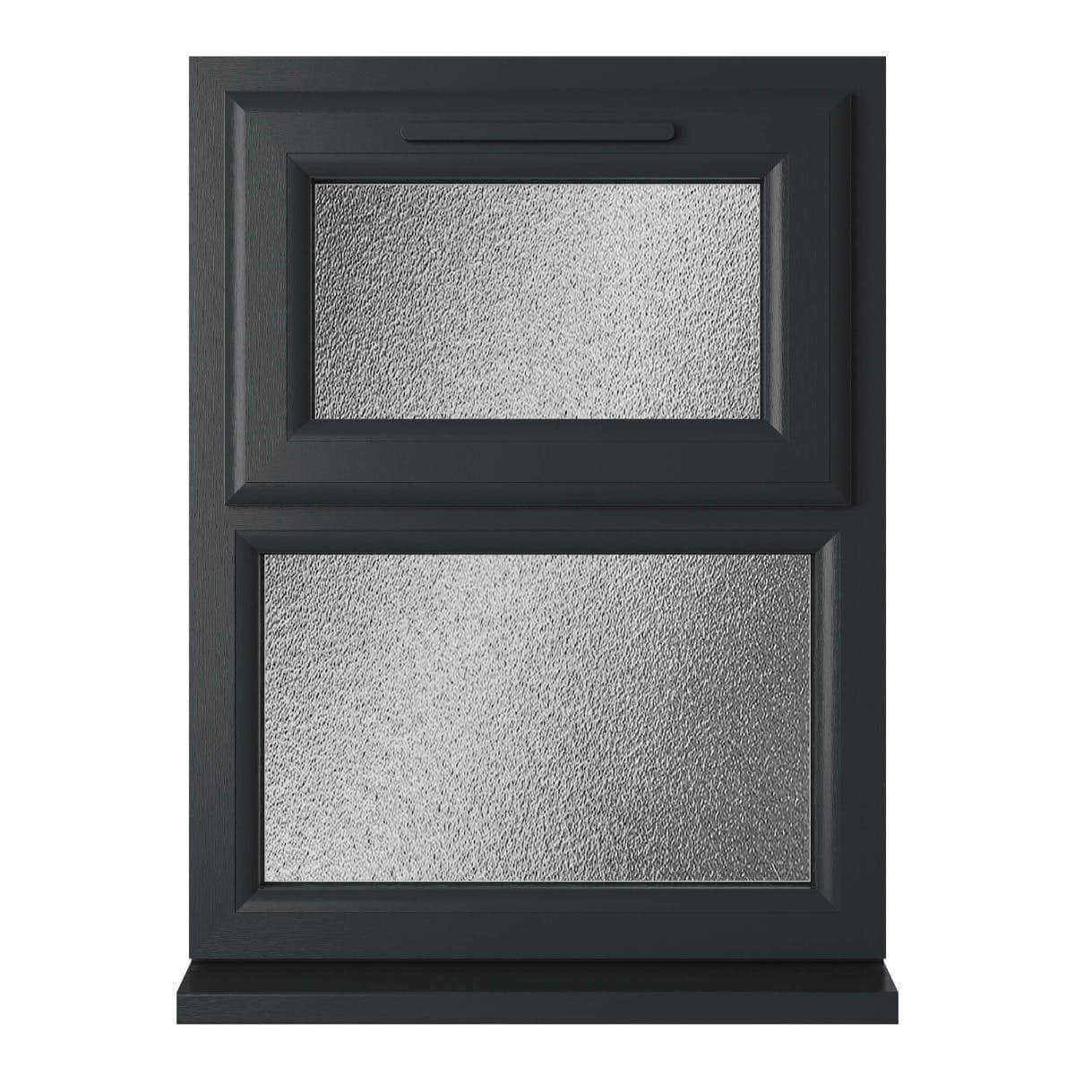 uPVC Grey/White Double Glazed Window - Top Hung/Top Opener - Obscure Glass - 610 x 965mm