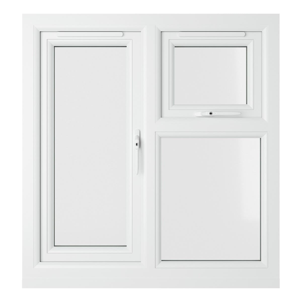 uPVC White Double Glazed Window - Right Handed - Side Hung/Top Opener - Clear Glass - 905 x 965mm