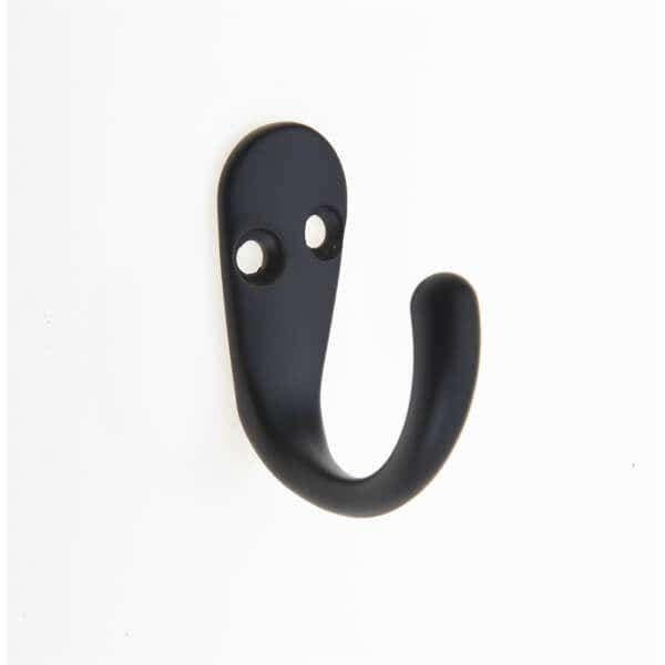 Single One Prong Robe/Clothing Hook - Matte Black - Pack of 2 - Decohooks