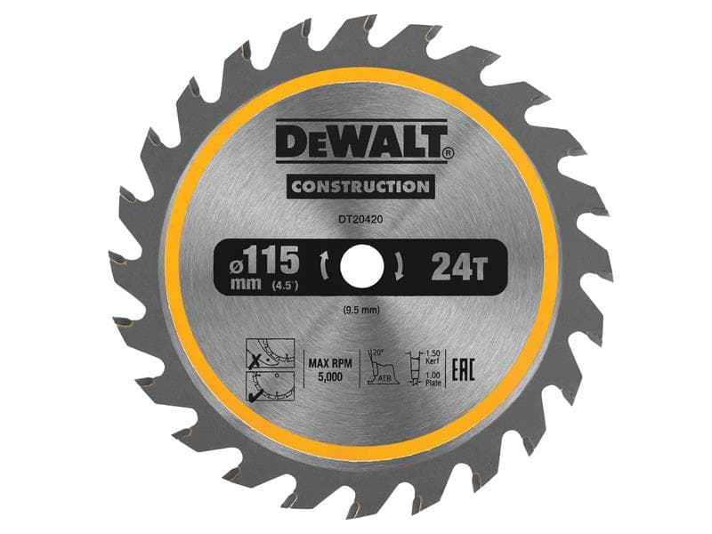 Dewalt DT20420-QZ Dt20420 Tct Construction Circular Saw Blade 115 X 9.5Mm X 24T