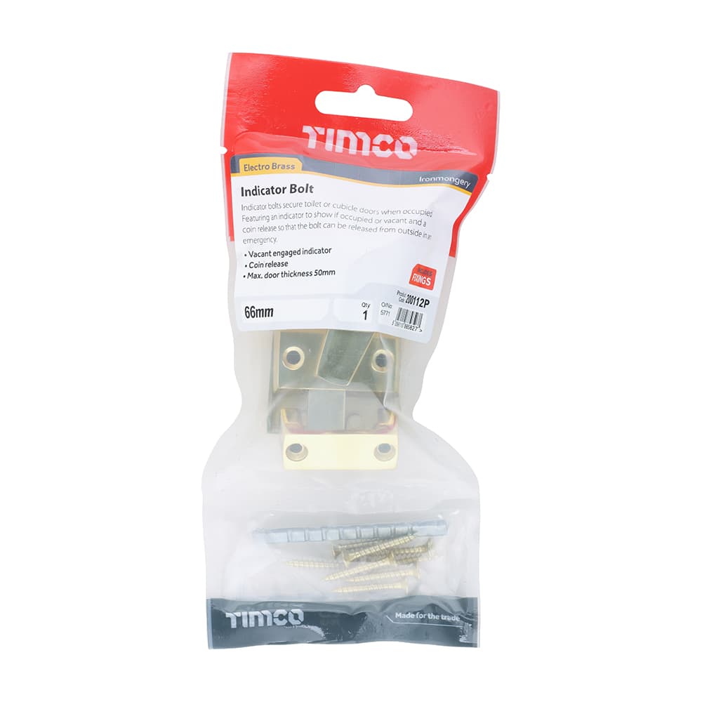Timco Indicator Bolt - Electro Brass TIMpac 1 200112P