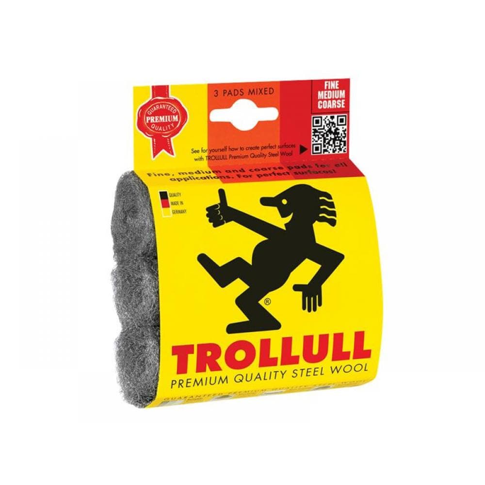 Trollull TRL770834 Steel Wool Pads Assorted Grades (Pack 3)