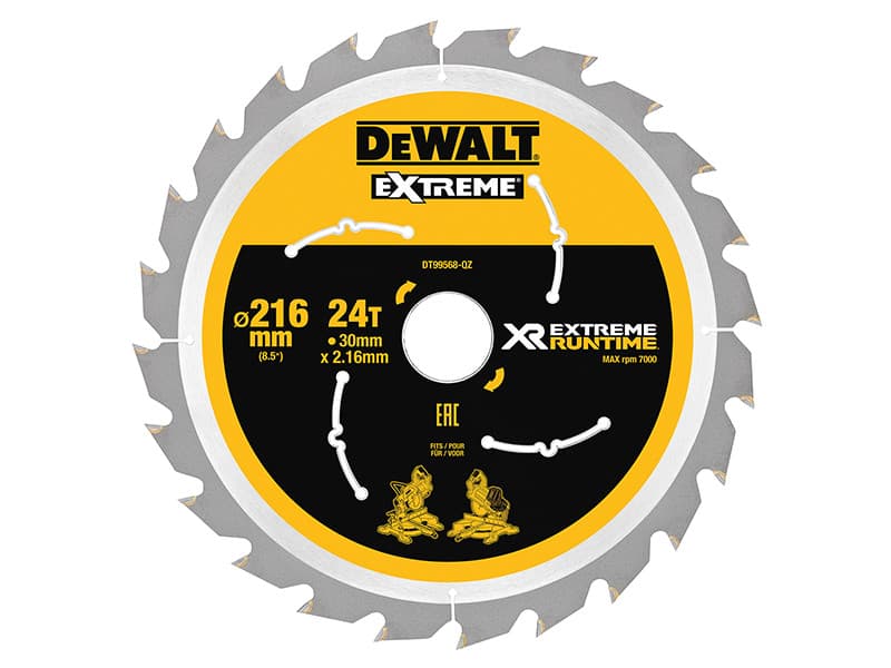 Dewalt DT99568-QZ Xr Flexvolt Circular Saw Blade 216 X 30Mm X 24T