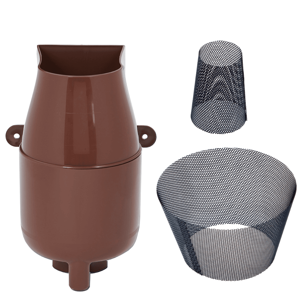 Gutter Mate Diverter & Filter in Brown & Fine Mesh Insert Bundle Original Organics